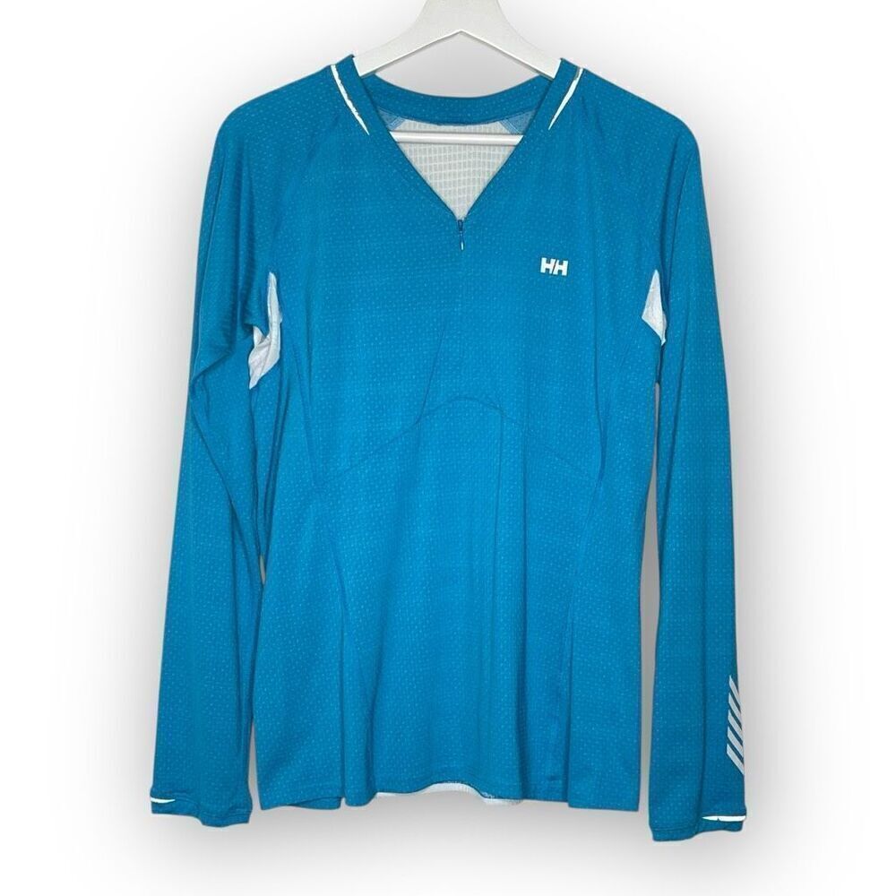 Helly Hansen Long Sleeve Top Teal Blue Lifa 1/4 Zip V-Neck Women’s Size Medium